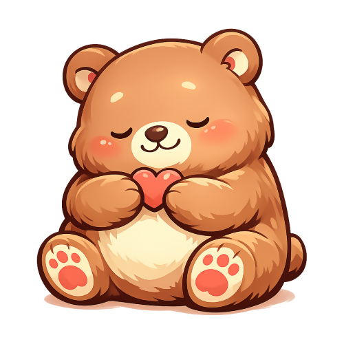 Humor & Whimsy - Chubby Bear with Pink Heart - T Shirt Designs - Digital File Digital My Custom Designs 300 DPI PNG