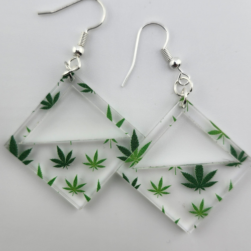 Hyper Triangle Marijuana Leaf Earrings My Custom Designs