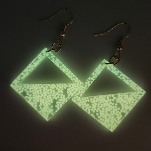 Hyper Triangle Pink Spotted Glow in the Dark Earrings My Custom Designs