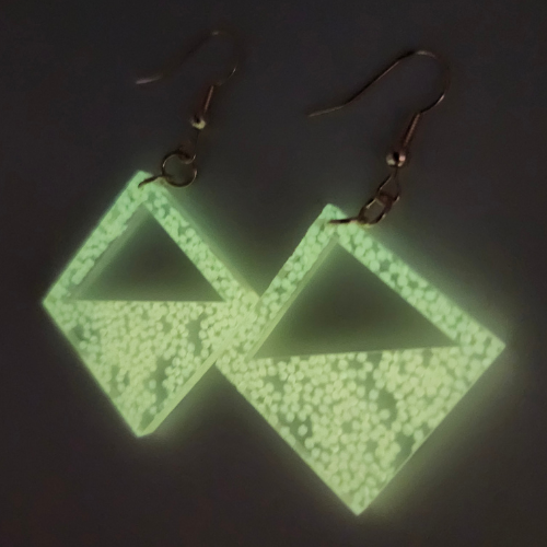 Hyper Triangle Pink Spotted Glow in the Dark Earrings My Custom Designs