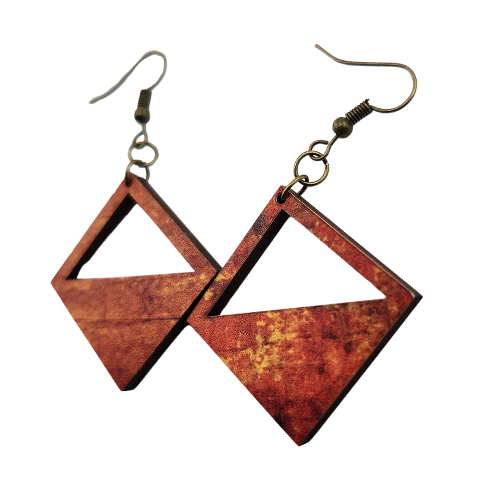 Hyper Triangle Sunburnt Wood Earrings My Custom Designs