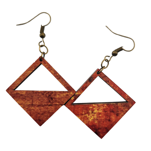 Hyper Triangle Sunburnt Wood Earrings My Custom Designs
