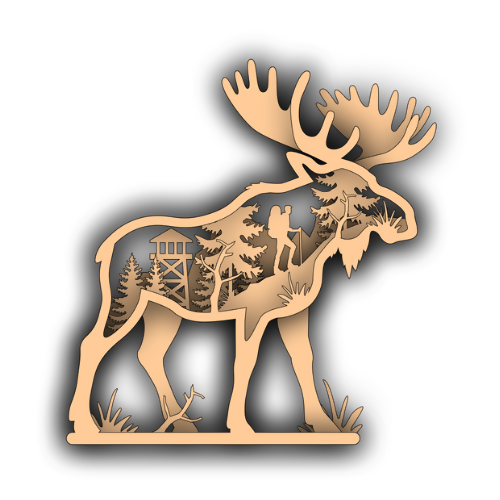 Moose With Hiking Scene Layered - Digital File Digital My Custom Designs SVG