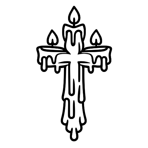 Candle Cross Sketch - Vector Graphics - Digital File