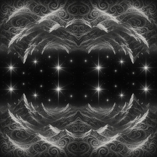 Holiday and Seasonal - Snowy Mountain Fractals With Light Beam Stars - Pattern - Digital File Digital My Custom Designs PDF