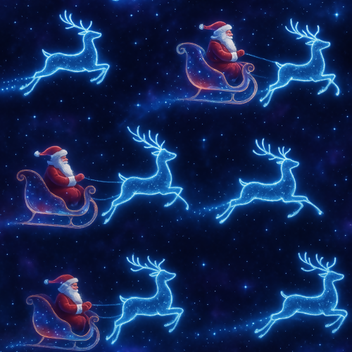 Holiday and Seasonal - Cosmic Santa Sleigh With Light-Trail Reindeer - Pattern - Digital File Digital My Custom Designs PDF