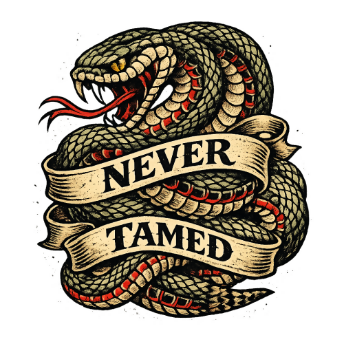 Urban Grunge Retro - Never Tamed - T Shirt Designs - Digital File Digital My Custom Designs 300 DPI PNG