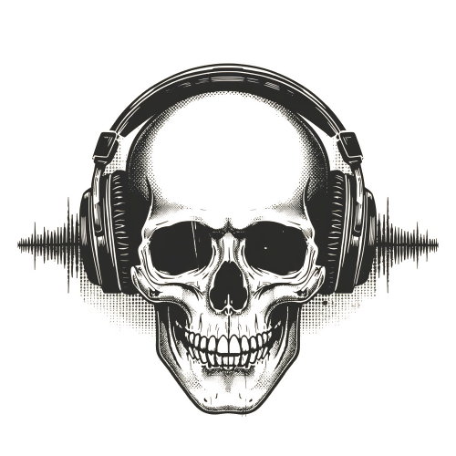 Urban Grunge Retro - Headphone Skull - T Shirt Design - Digital File Digital My Custom Designs 300 DPI PNG