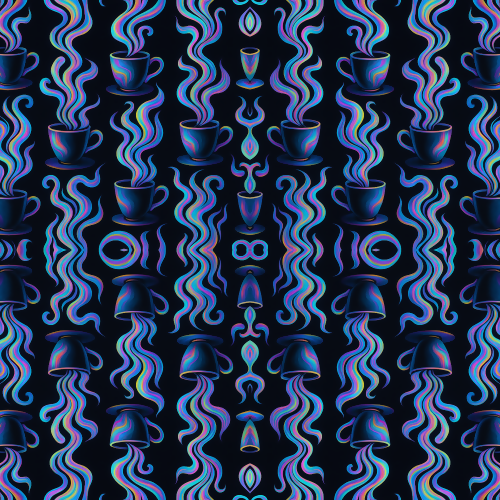 Food and Drinks - Abstract Coffee Cups With Swirling Holographic Steams - Pattern - Digital File Digital My Custom Designs PDF