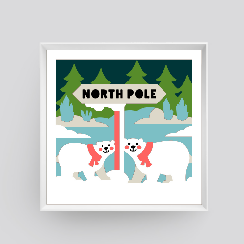 Polar Bear North Pole Shadowbox - Digital File Digital My Custom Designs ZIP File