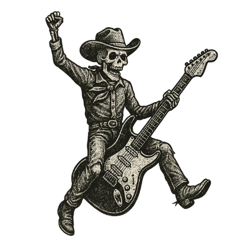 Urban Grunge Retro - Guitar Horse Skeleton - T Shirt Design - Digital File Digital My Custom Designs 300 DPI PNG