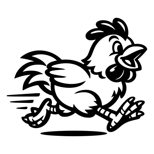 Cartoon Chicken Running - Vector Graphics - Digital File