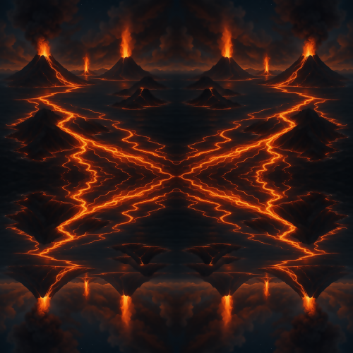 Nature and Landscape - Volcano Islands With Electric Lava Rivers - Pattern - Digital File Digital My Custom Designs PDF