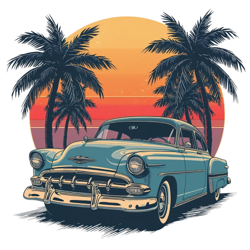 Urban Grunge Retro - Sunset Cruiser - T Shirt Design - Digital File Digital My Custom Designs 300 DPI PNG