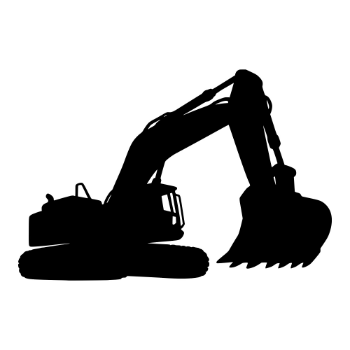 Excavator with Mining Bucket Silhouette - Vector Graphics - Digital File Digital My Custom Designs PDF