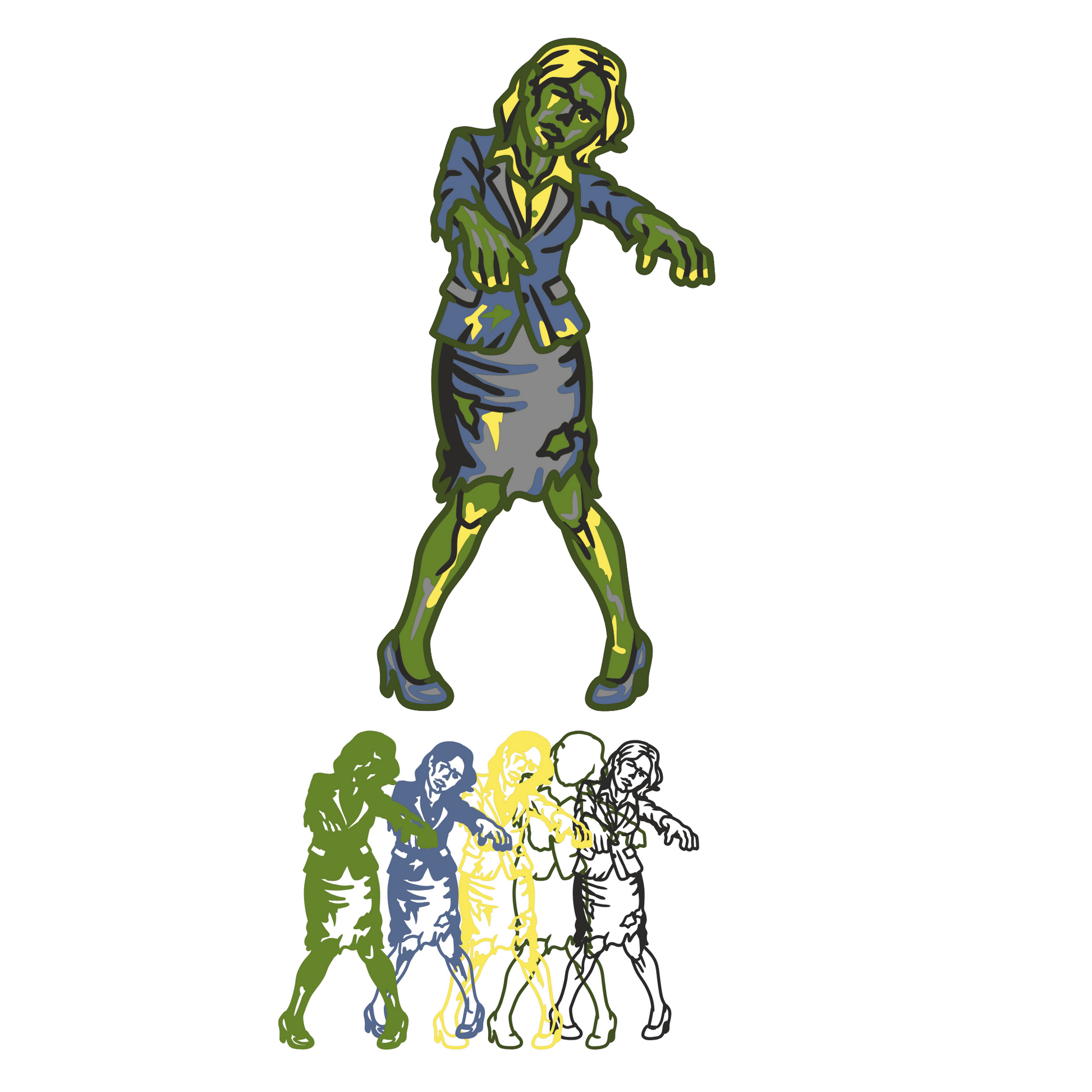 Zombie - Layered Line Design - Digital File Digital My Custom Designs ZIP File