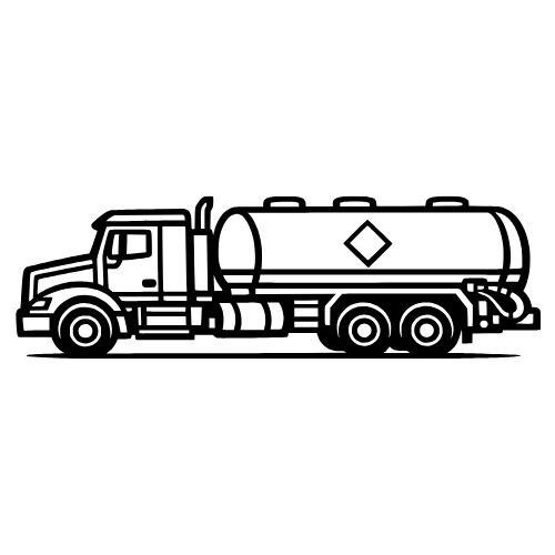 Fuel Tanker Truck Outline - Vector Graphics - Digital File