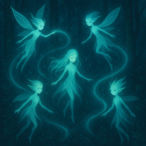 Fantasy and Myth - Otherworldly Forest Sprites With Light Trails - Pattern - Digital File Digital My Custom Designs PDF