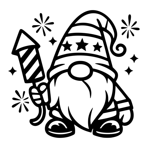 Cartoon Fireworks Gnome - Digital File - XCS Friendly Digital My Custom Designs PDF