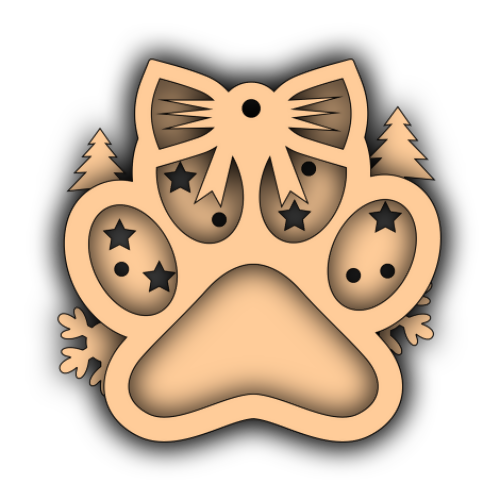 Paw Winter with Nameplate Ornament - Layered Design - Digital File Digital My Custom Designs SVG