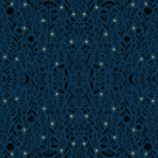 Floral and Botanical - Bold Silhouette Garden With Glowing Fireflies - Pattern - Digital File Digital My Custom Designs PDF