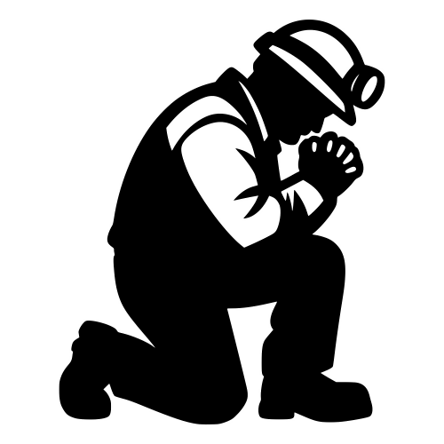 Kneeling Miner in Prayer Silhouette - Vector Graphics - Digital File Digital My Custom Designs PDF