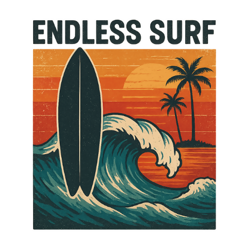Nature & Outdoors Endless Surf - T Shirt Design - Digital File Digital My Custom Designs 300 DPI PNG