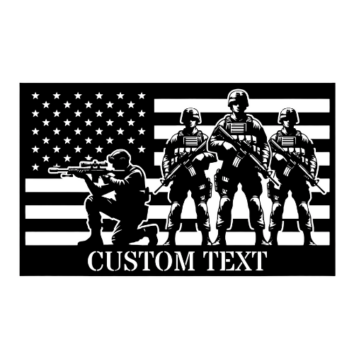 4 Soldiers American Flag - Wall Home Decor - Digital File Digital My Custom Designs ZIP File
