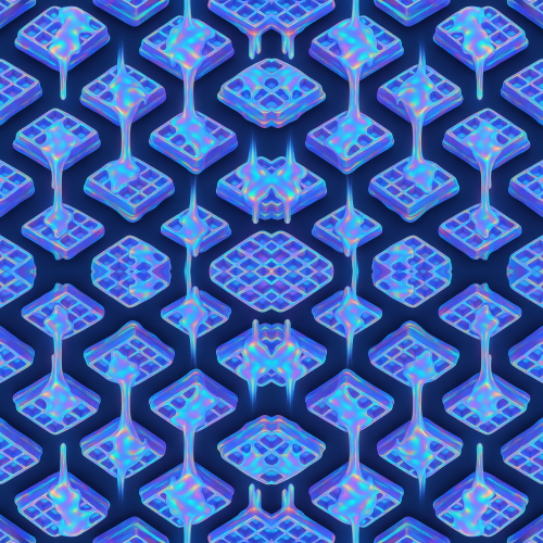 Food and Drinks - Holographic Waffles With Syrup Light Streams - Pattern - Digital File Digital My Custom Designs PDF