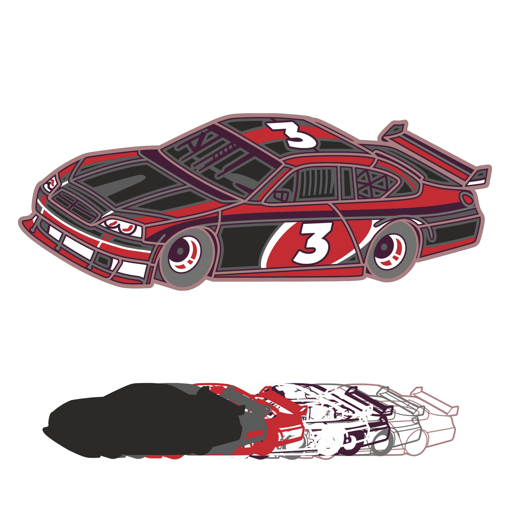 Nascar Car - Layered Line Designs - Vehicle - Digital File Digital My Custom Designs ZIP File