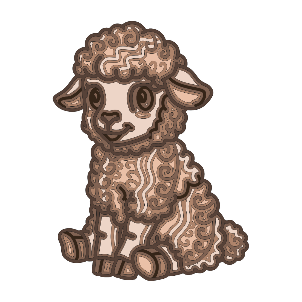 Lamb - Layered Line Design - Digital File Digital My Custom Designs ZIP File