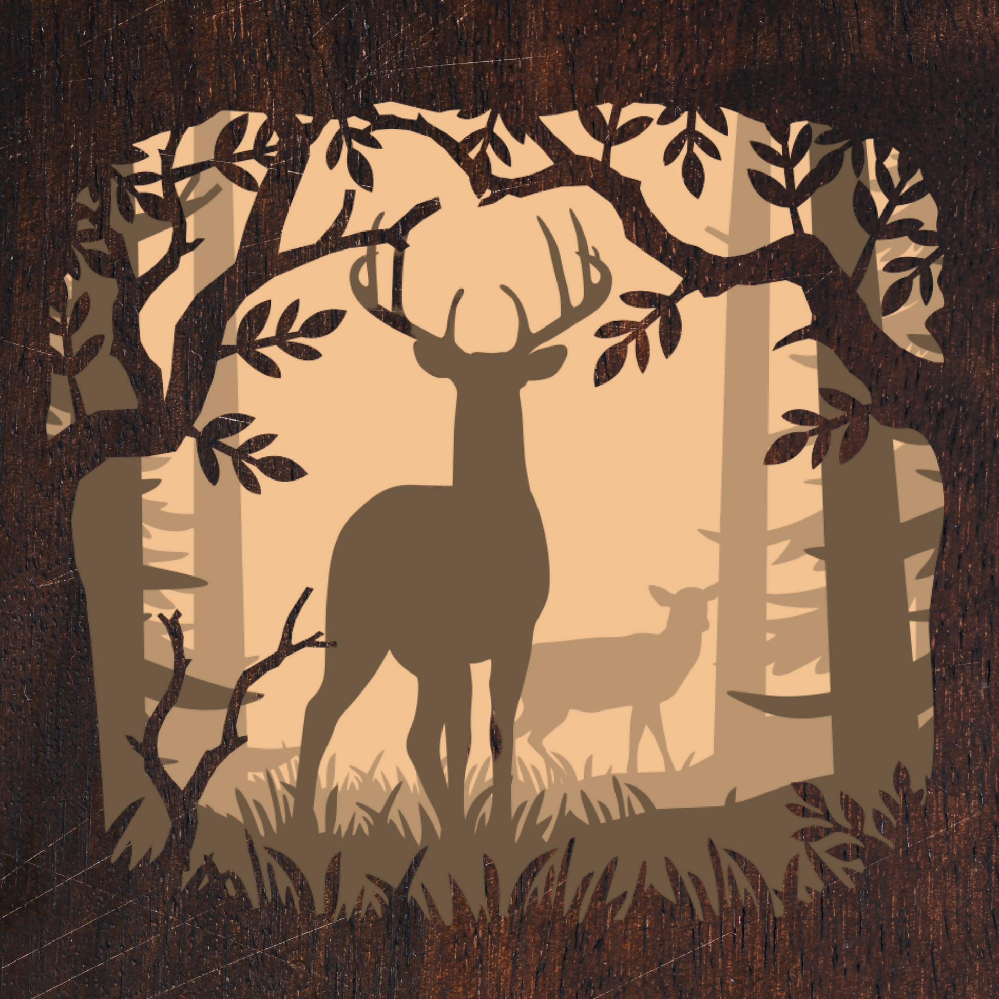 Layered Light Box - Nature - Deer in the woods - Digital File Digital My Custom Designs ZIP File