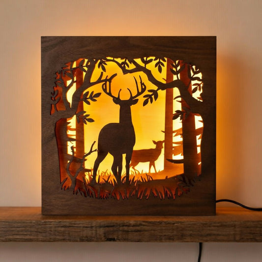 Layered Light Box - Nature - Deer in the woods - Digital File Digital My Custom Designs