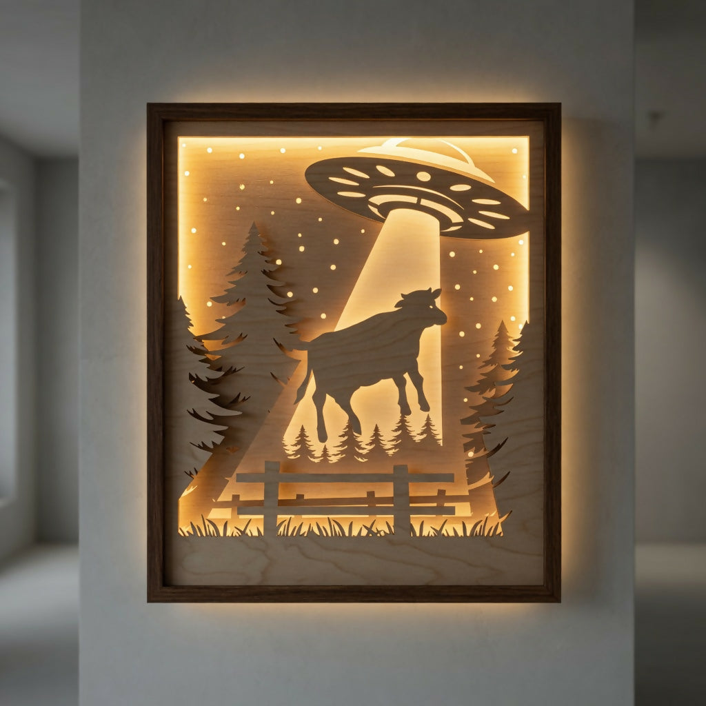 Layered Lightbox - Cow Abduction - UFO- Scenic - Digital File Digital My Custom Designs ZIP File