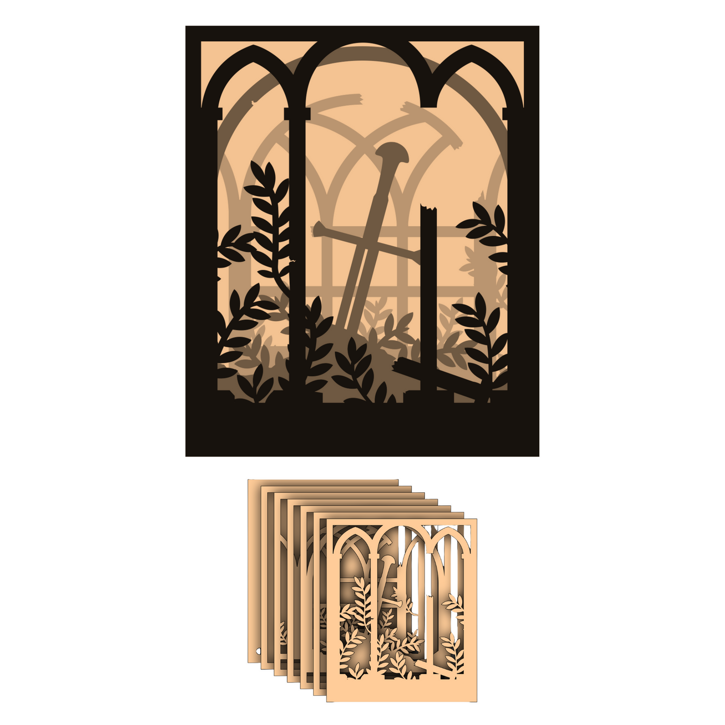 Layered Lightbox - Overgrown Garden - Nature - Scenic - Digital File Digital My Custom Designs