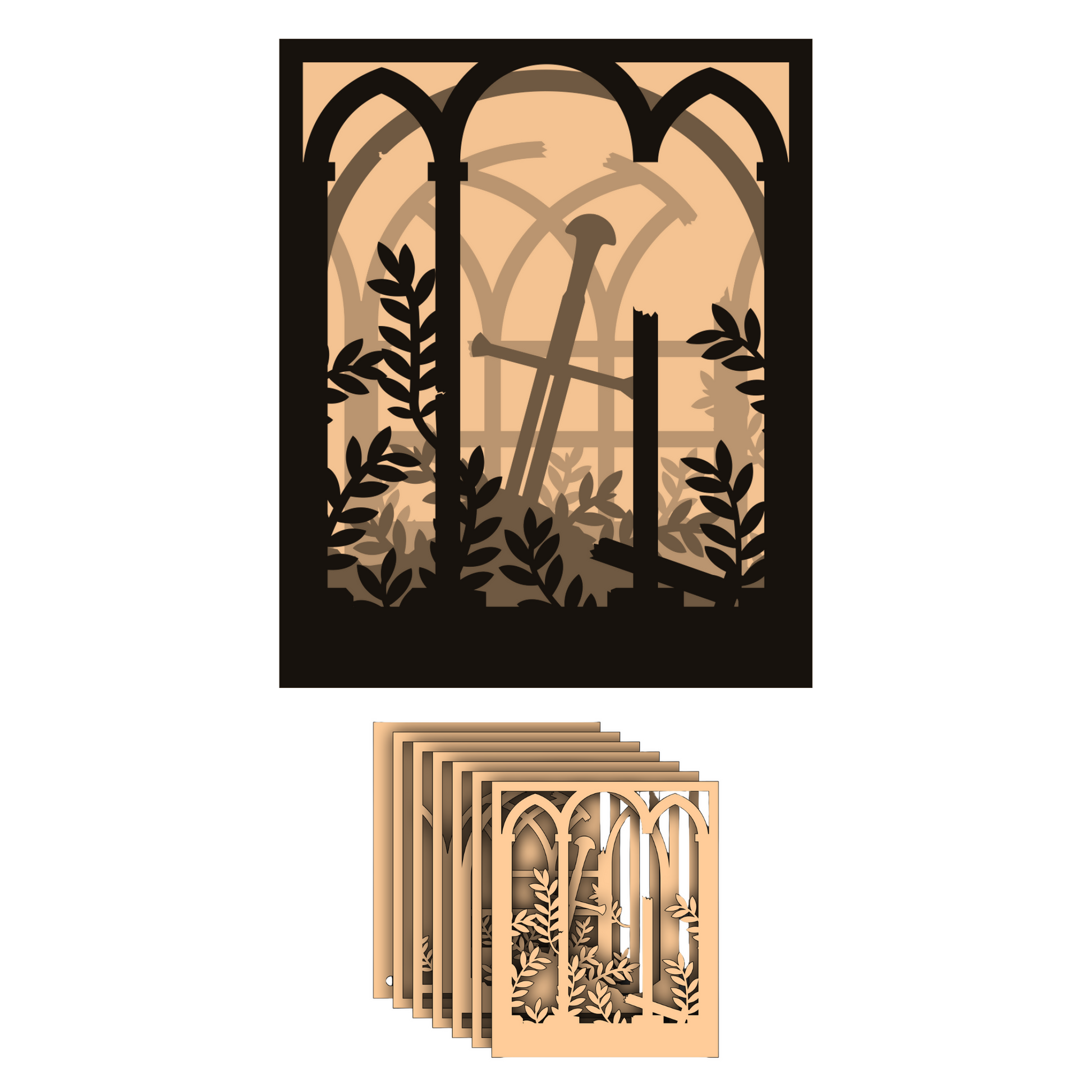 Layered Lightbox - Overgrown Garden - Nature - Scenic - Digital File Digital My Custom Designs