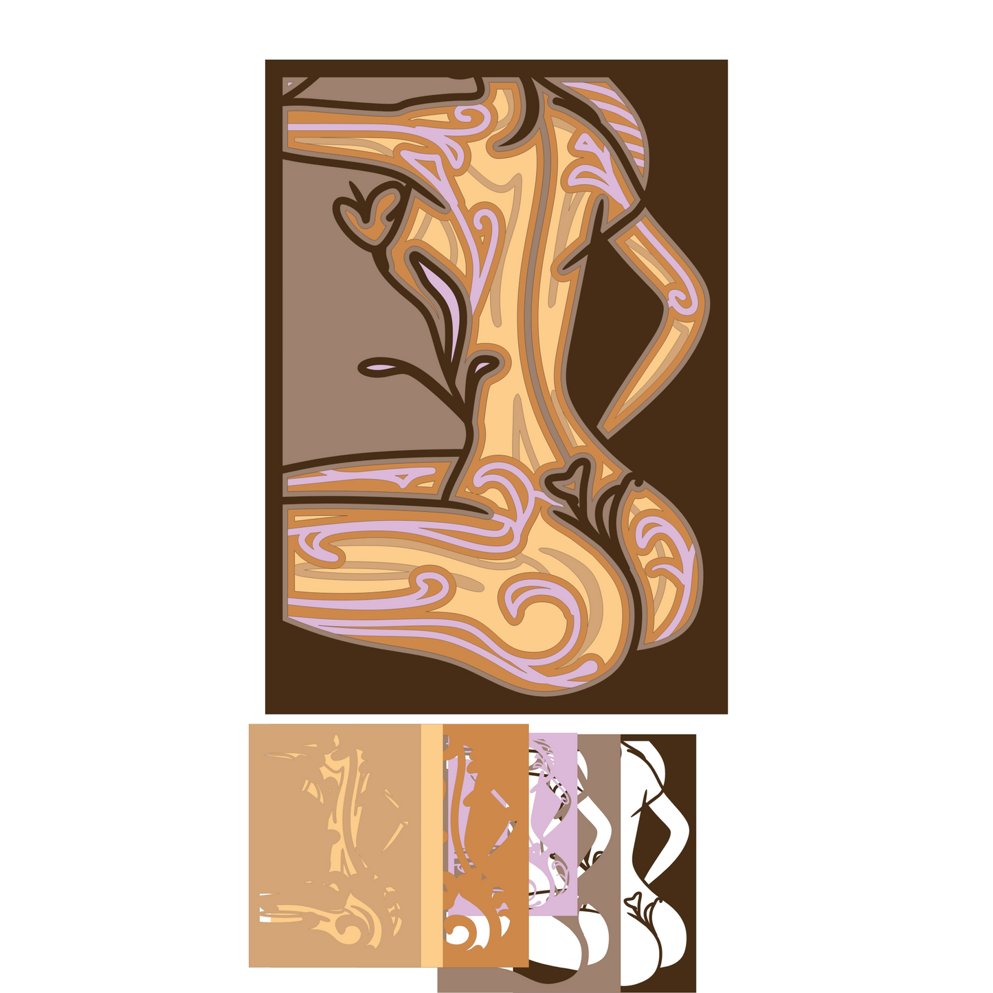 Layered Line Design - Framed Wall Art - Artistic Female Frame - Digital File Digital My Custom Designs
