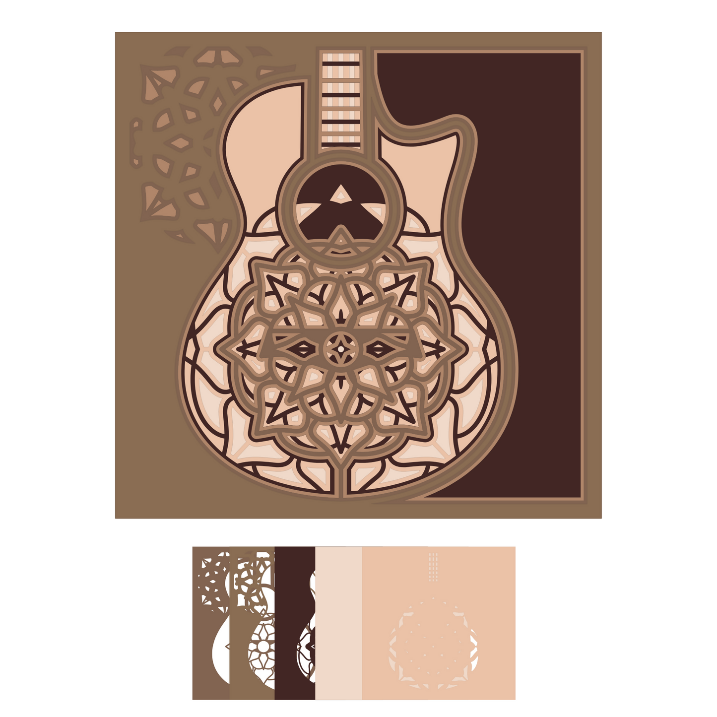 Layered Line Design - Framed Wall Art - Guitar - Digital File Digital My Custom Designs