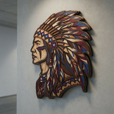 Layered Line Design - Native American Man - Framed Wall Art - Digital File - My Custom Designs - ZIP File - Digital