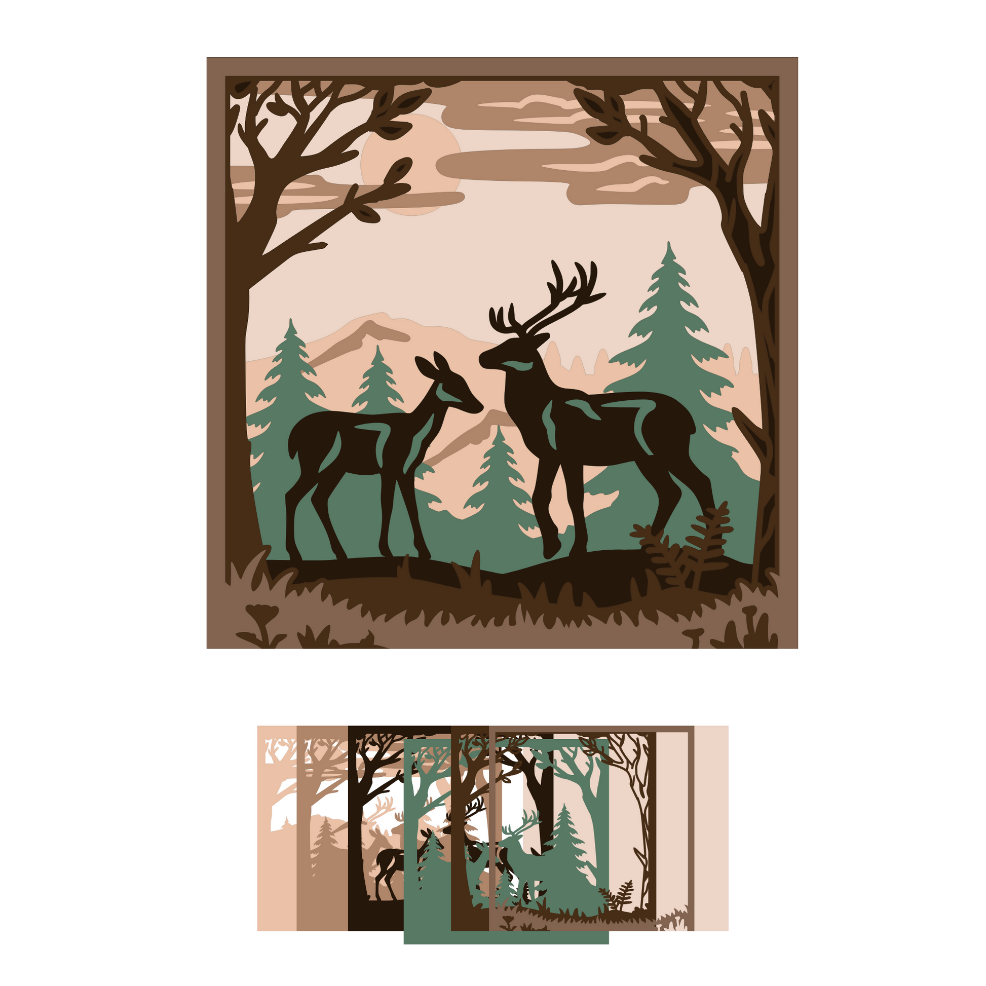 Layered Line Design - Nature Scene Deer - Nature - Digital File Digital My Custom Designs