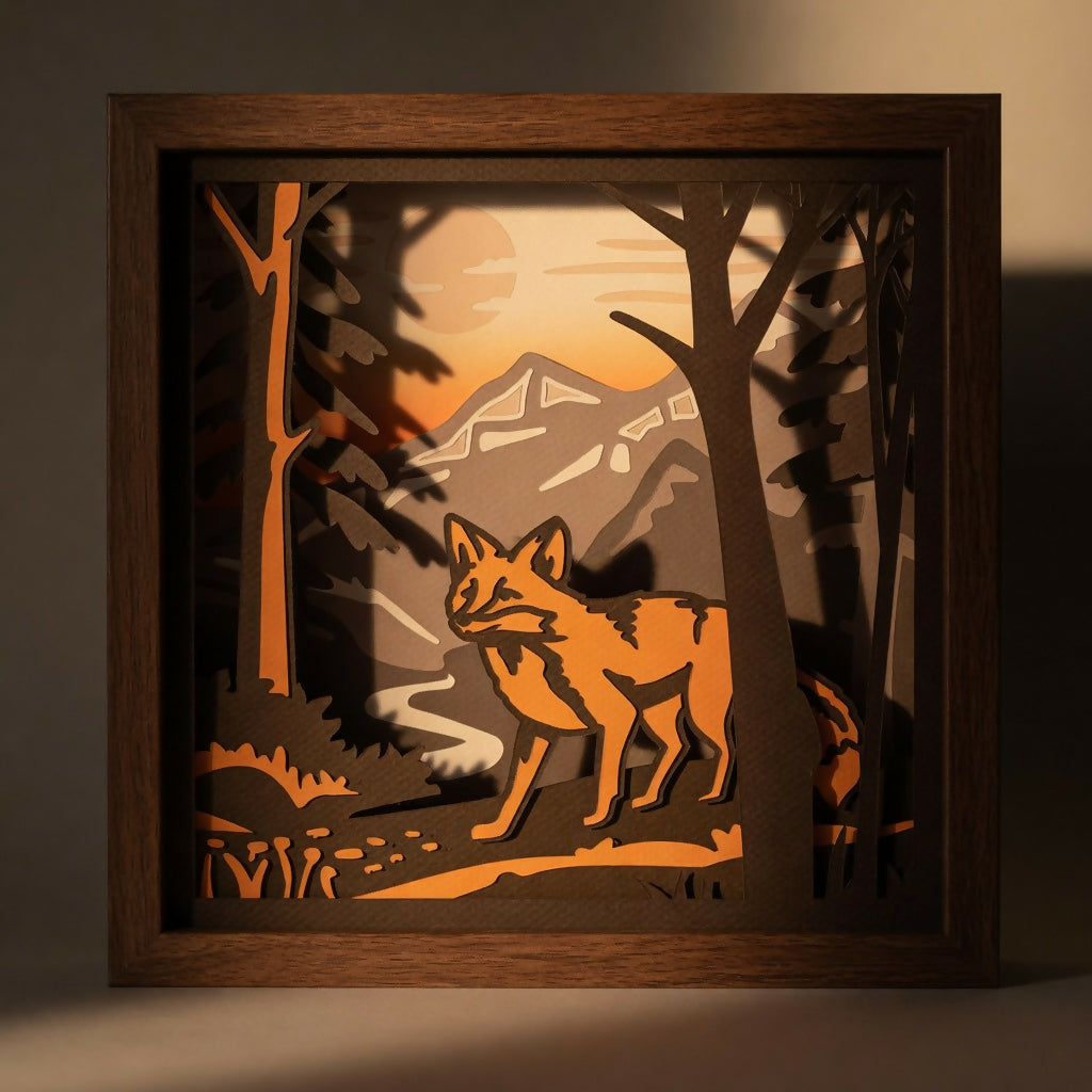 Layered Line Design - Nature Scene Fox - Nature - Digital File Digital My Custom Designs ZIP File