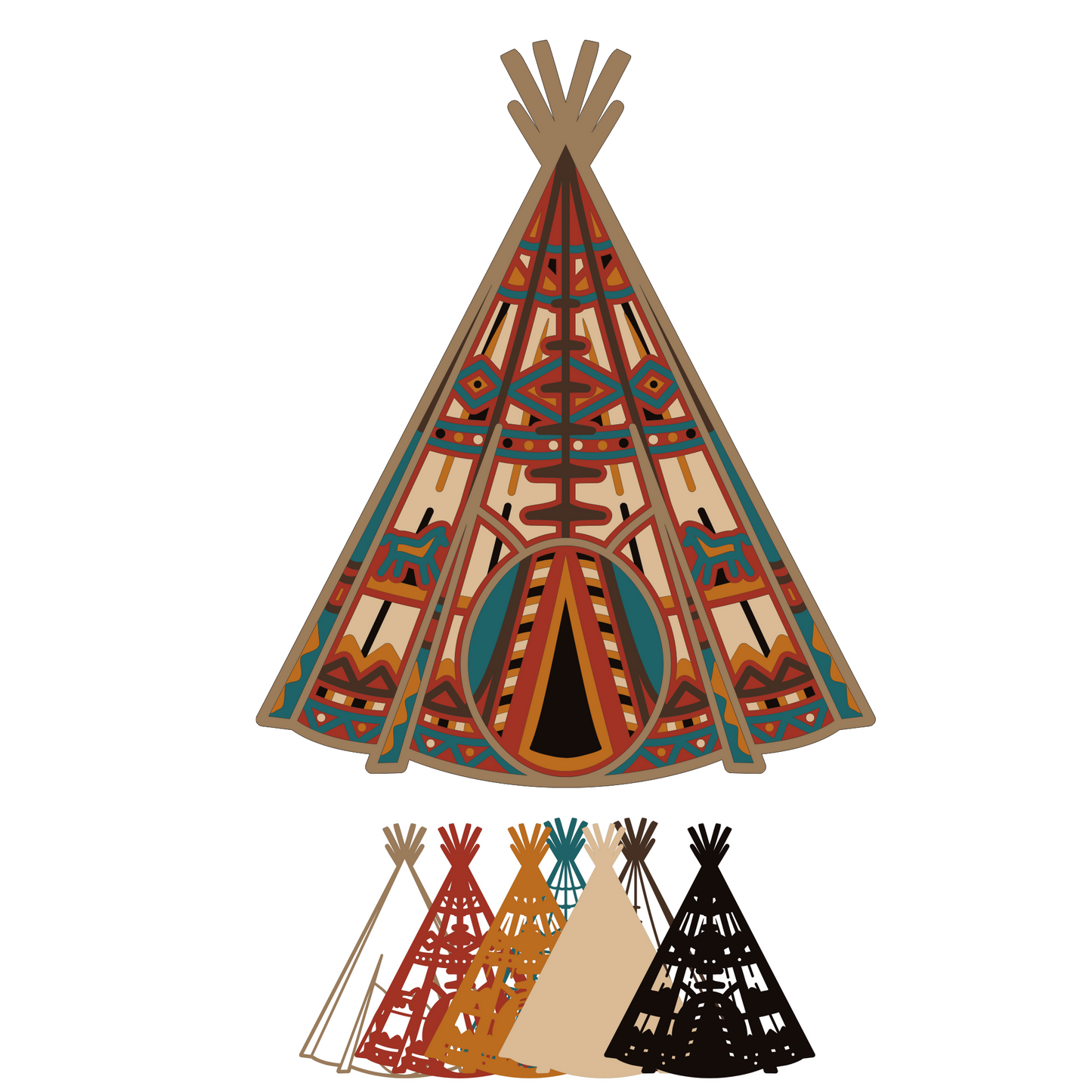 Layered Line Design - Teepee - Framed Wall Art - Digital File - ZIP File - Digital