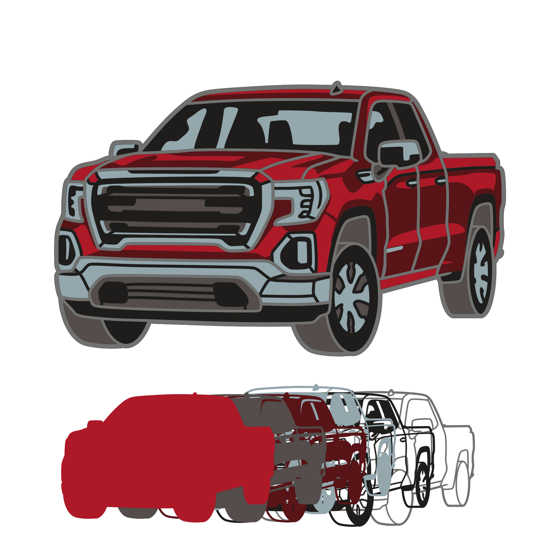 Layered Line Design - Truck Late 2018 - Framed Wall Art - Digital File - ZIP File - Digital