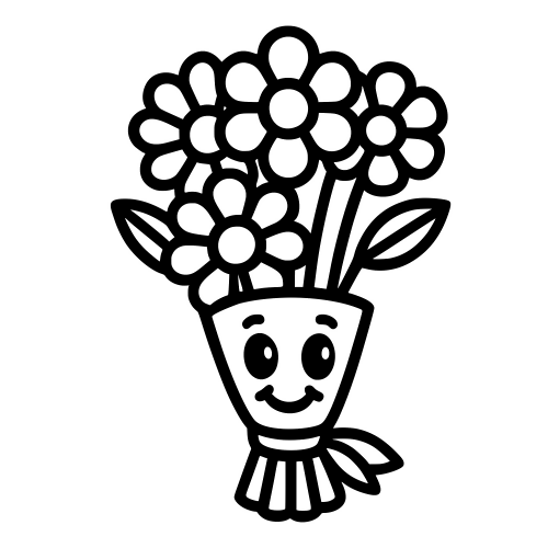 Cartoon Bouquet Smiling - Digital File - XCS Friendly Digital My Custom Designs PDF