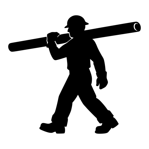 Oilfield Worker Carrying Pipe Silhouette - Vector Graphics - Digital File Digital My Custom Designs PDF