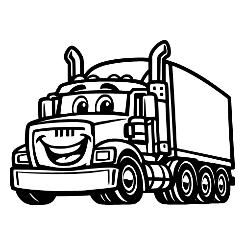 Cartoon Semi-Truck Smiling - Vector Graphics - Digital File Digital My Custom Designs PDF