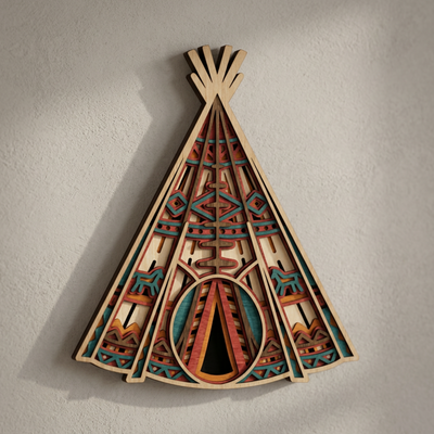Layered Line Design - Teepee - Framed Wall Art - Digital File