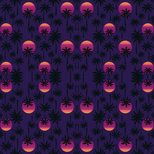 Floral and Botanical - 80s-Retro Palm Tree Silhouettes And Neon Suns - Pattern - Digital File Digital My Custom Designs PDF