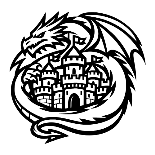Dragon Curled on Castle - Vector Graphics - Digital File