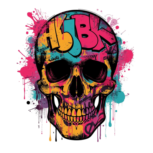 Urban Grunge Retro - Graffiti Skull - T Shirt Design - Digital File Digital My Custom Designs 300 DPI PNG